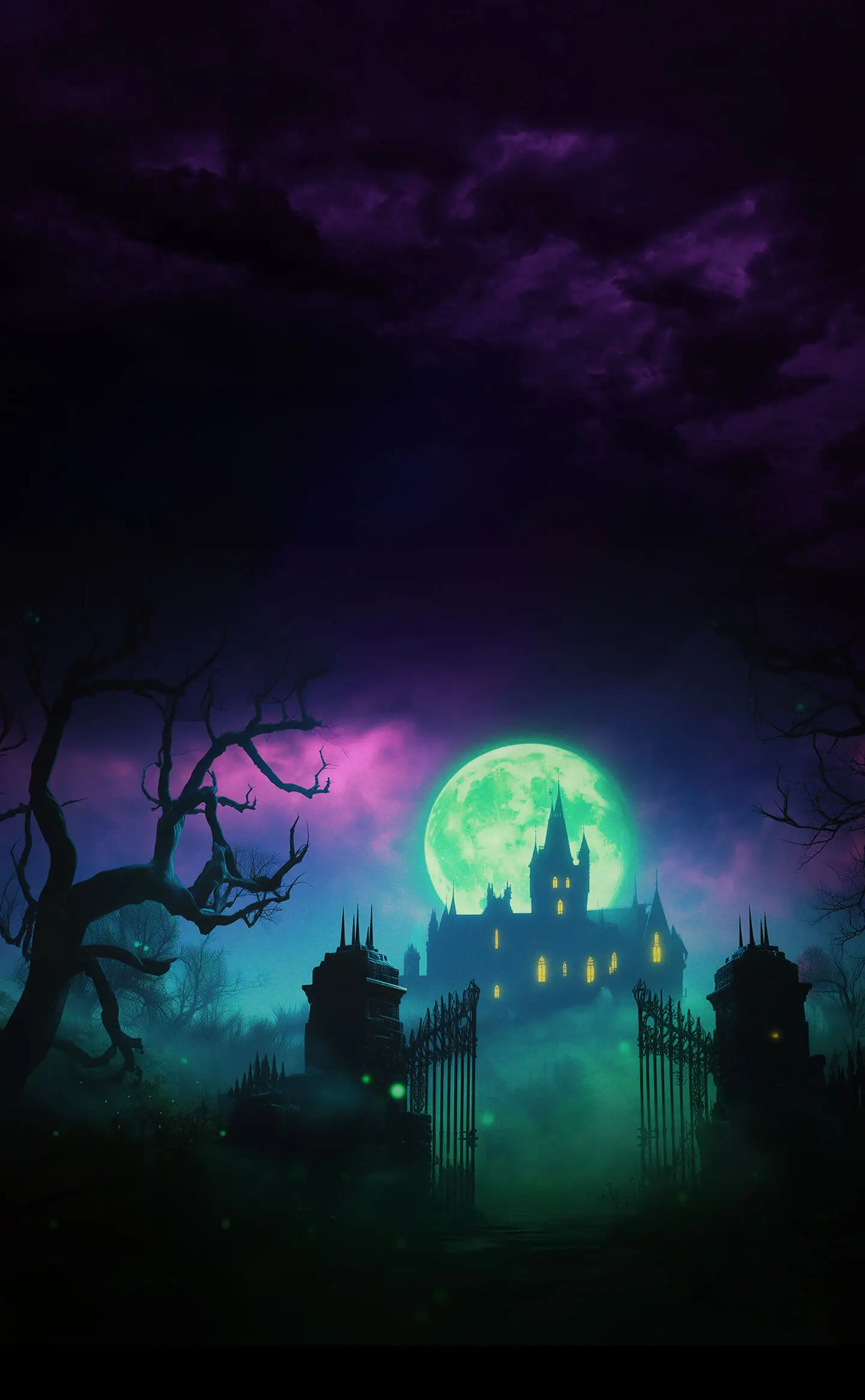 Castillo y luna verde